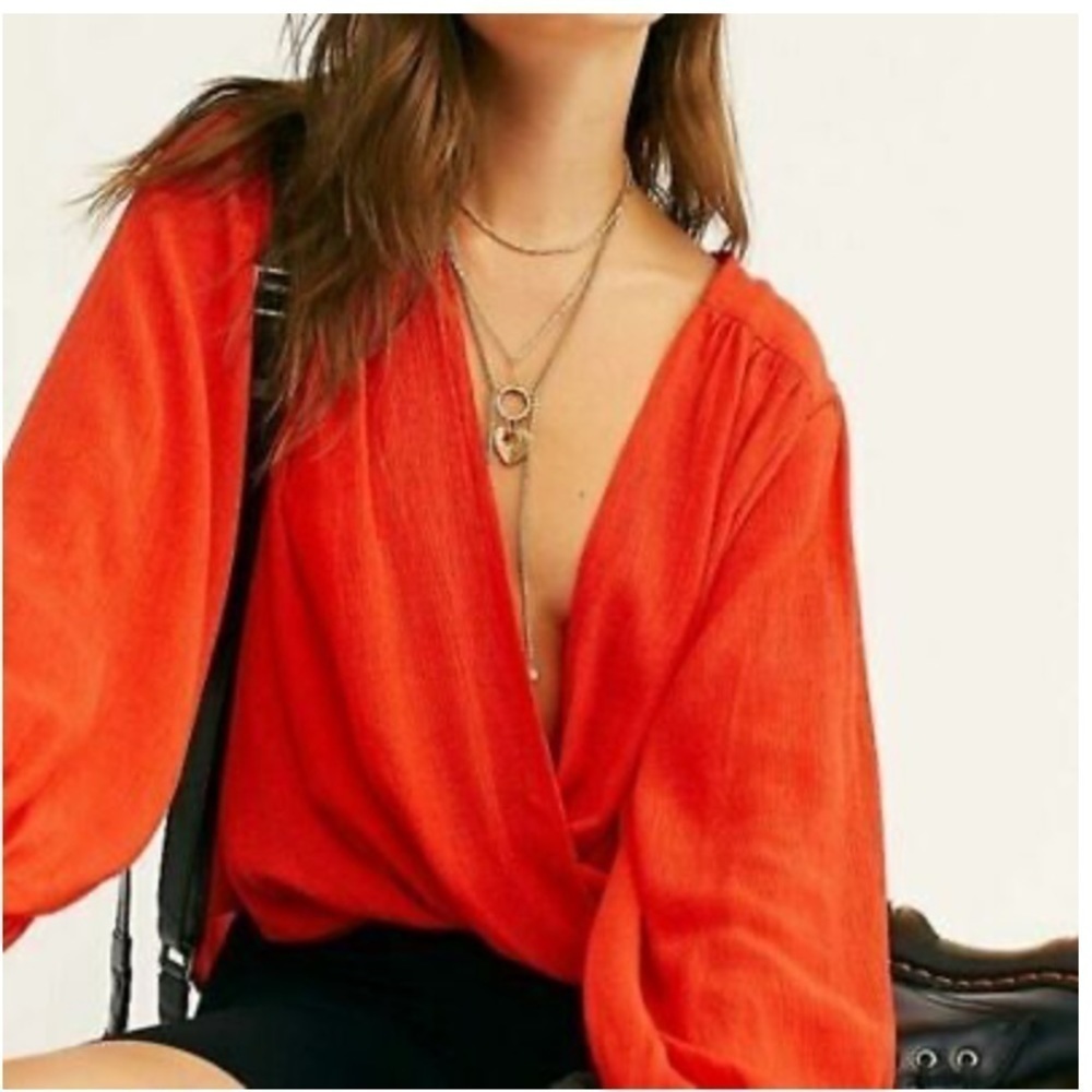 Free People Check On It Faux Wrap Blouse. - Picture 3 of 11
